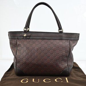 Auth Gucci Gg Pattern Tote Bag Leather #47746G55B